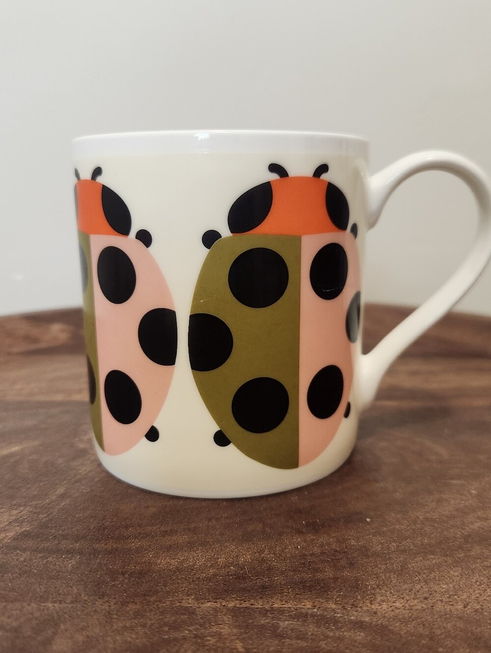 Orla Kiely Lady Bug Bone China Mug White & Pink